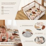 Play Mat For Floor, 50 x 50 Play Mat For Playpen, Thicken Soft Padding Foam Playmat For And Toddlers, Foldable And Machine Washable Crawling Mat, Boho Design - Image 7
