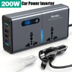 200W Car Inverter Compatible with 12V/24V, Universal 220V Socket, PD Fast Charging USB Converter Suitable for Cars, Trucks, And Boats, Without Battery