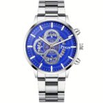 Men's Set, Alloy Blue Dial Watch + Perfume + Prayer Beads, Blues Style - Image 3