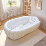 LA DEARCHUU Inflatable Baby Bathtub - Portable Nordic Style PVC Bath Tub for Youngsters, Infant Shower Pool with Funnel and Pump, Ideal for Home and Travel, Portable Bathtub|Playful Bathing Style|PVC Bathtub, Toddler Bathtub - Image 5